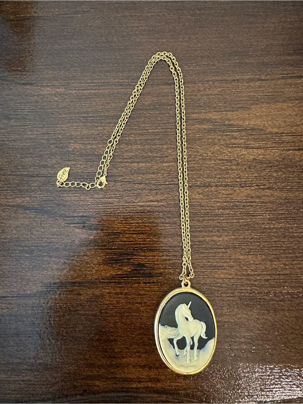 Gold-Tone Horse Cameo Pendant Necklace